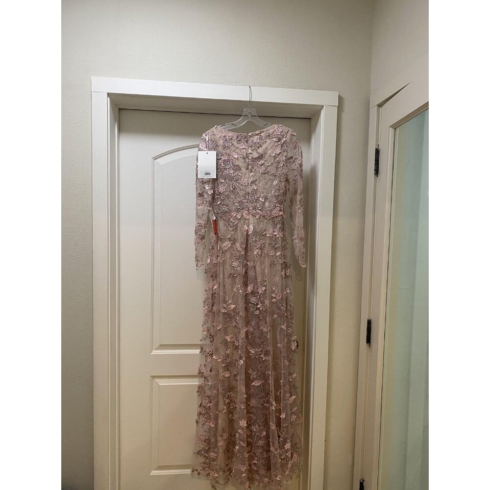 Mac Duggal 70224 Dress Womens 2 Pink Embroidered Sequin Long Sleeve Maxi Gown - Picture 5 of 5